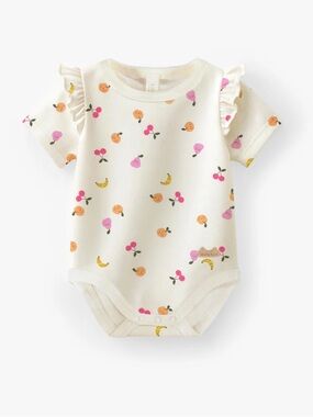 Souris Mini Cream Fruit-Print One-Piece Bodysuit